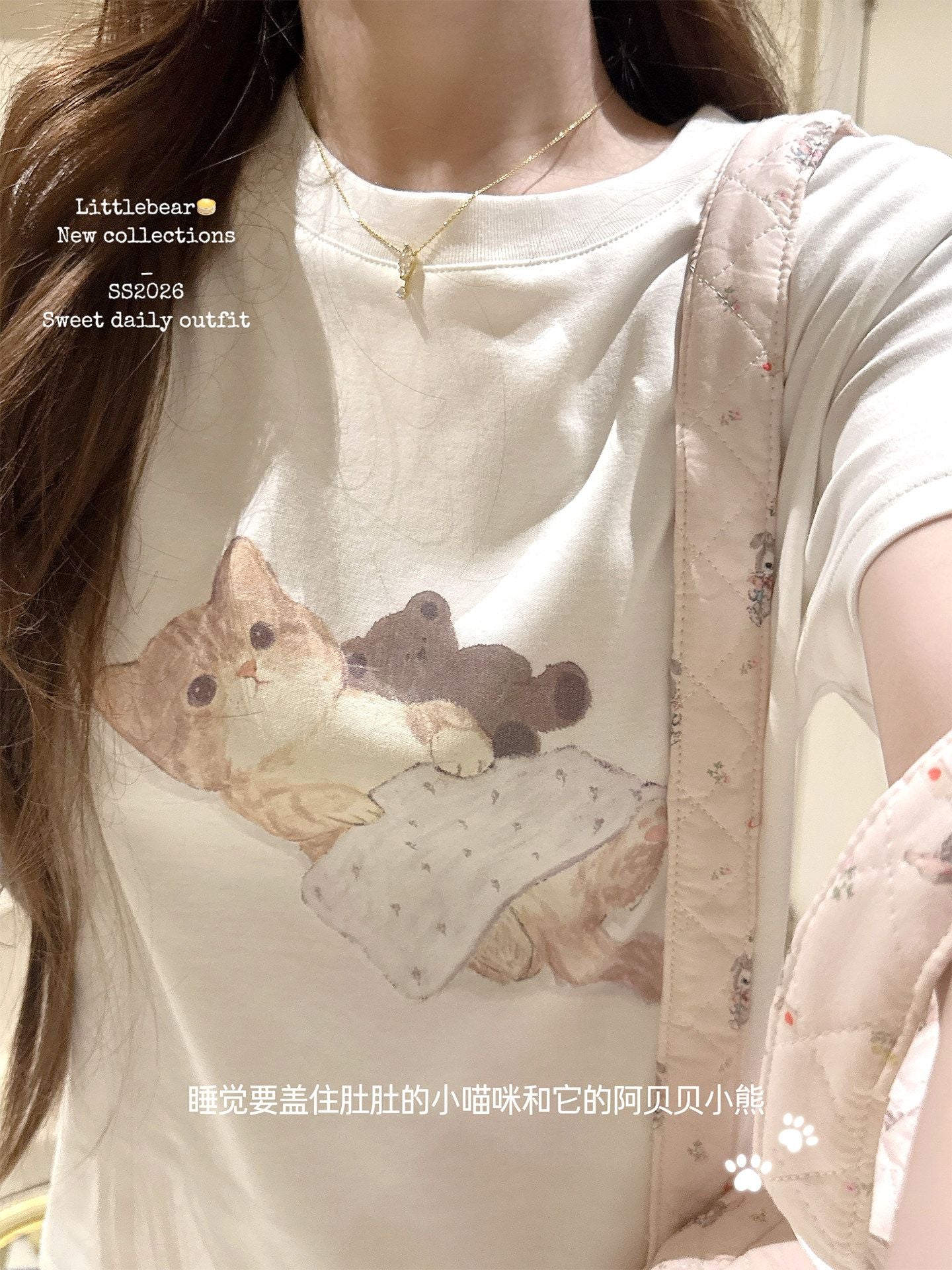 🖌️可愛甜美手繪小貓印花上衣🐈