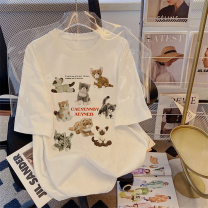 🐈慵懶系可愛貓咪短袖上衣(有大尺碼)🤍