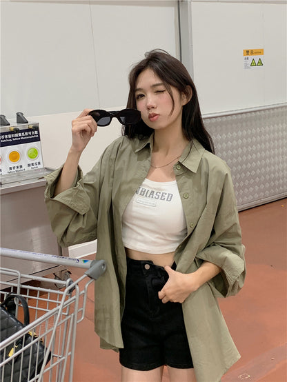 多色寬鬆休閒百搭襯衫外搭