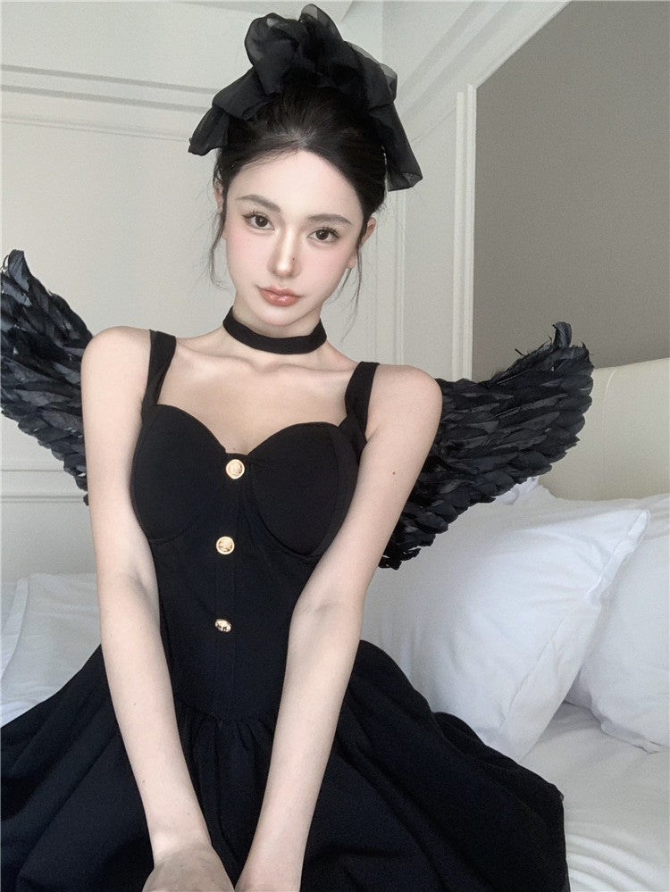 法式吊帶高腰芭蕾風澎澎公主裙