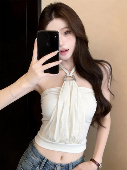 名媛掛脖吊帶背心單品