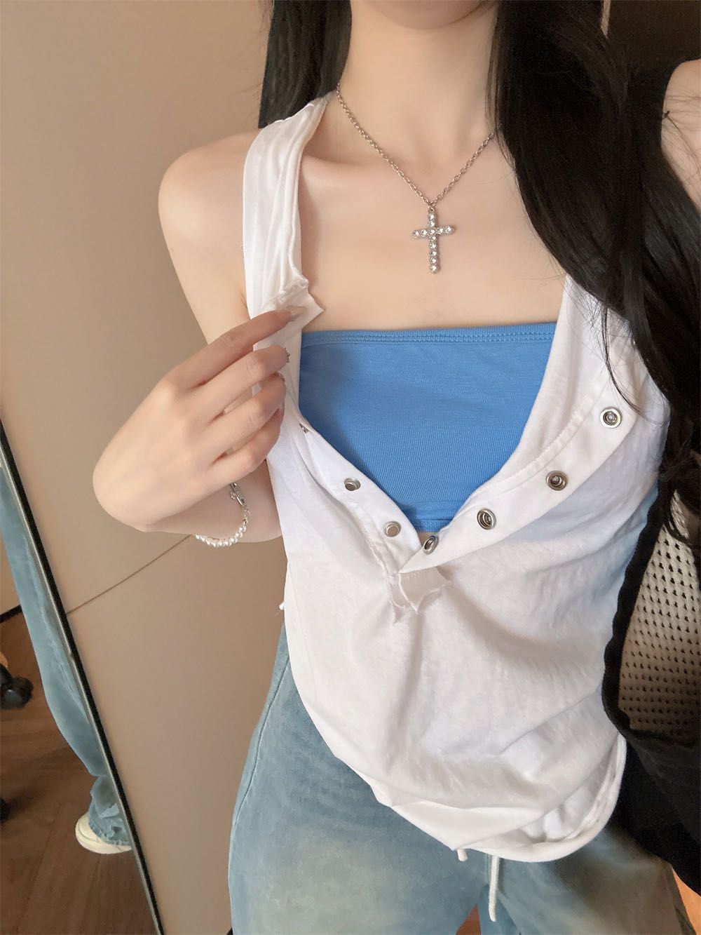 🤍必備防走光露背抹胸背心👙
