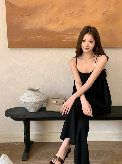 💕現貨秒出🍓高級千金風吊帶上衣&直筒微喇叭長褲兩件套