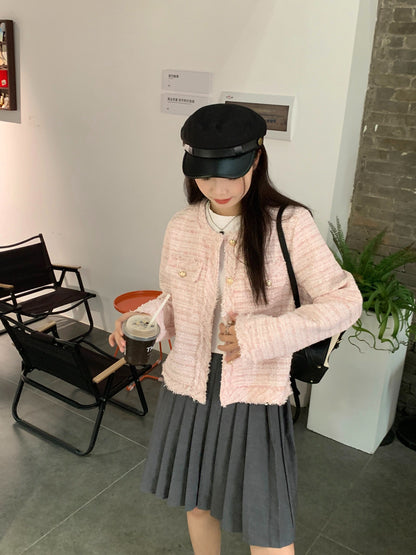 秋季法式名媛小香風短版外套