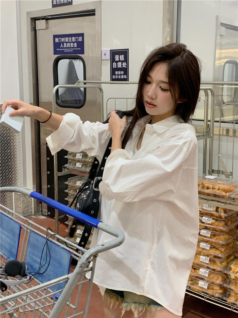 多色寬鬆休閒百搭襯衫外搭