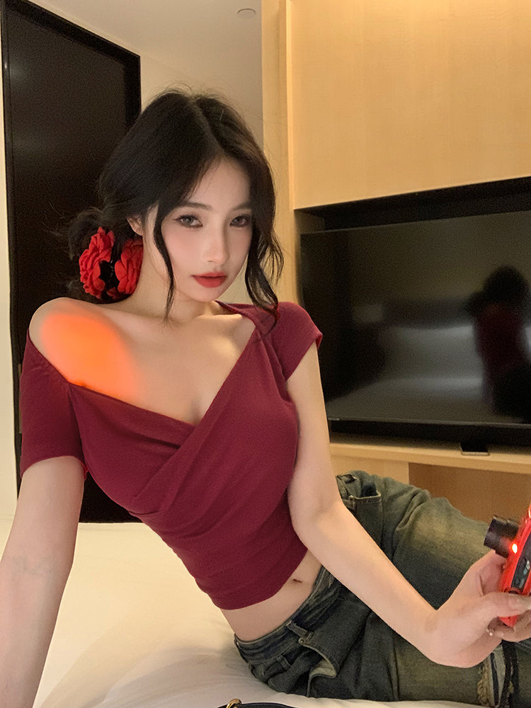 辣妹簡約收腰緊身短T
