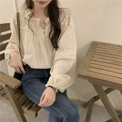 法式甜美泡泡袖襯衫單品