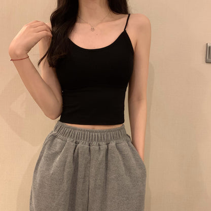 百搭夏季小吊帶帶胸墊背心