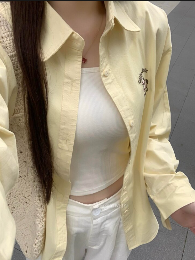 可愛刺繡小馬襯衫翻領外搭(有大尺碼)