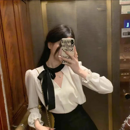 法式ins長袖襯衫收腰短褲套裝