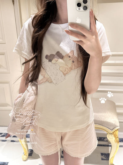 🖌️可愛甜美手繪小貓印花上衣🐈