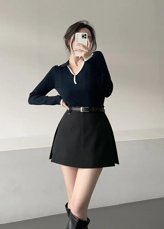 韓版chic西裝半身短裙單品