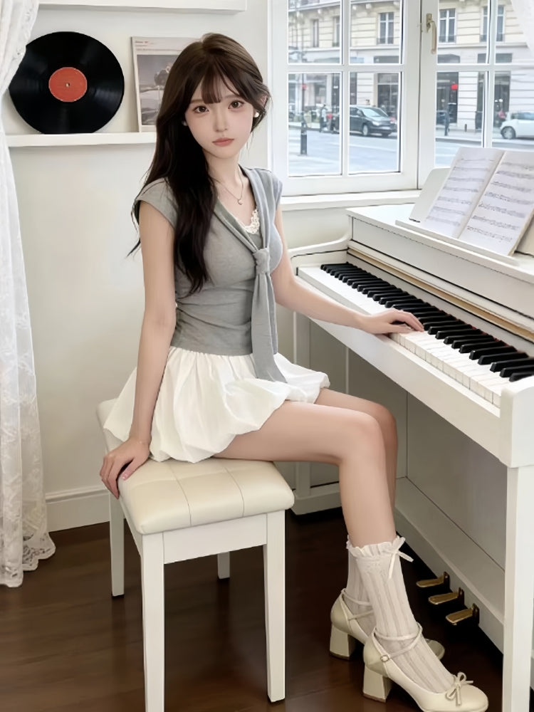 OOTD 溫柔花苞半身裙兩件套