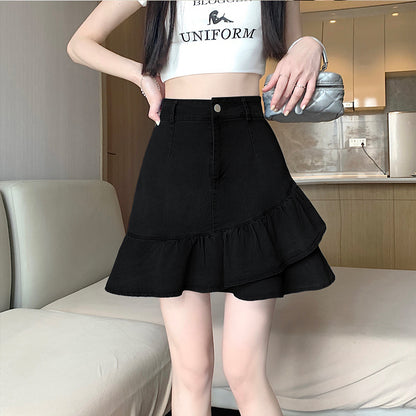 💕現貨秒出🍓韓系百搭A字顯瘦高腰魚尾裙