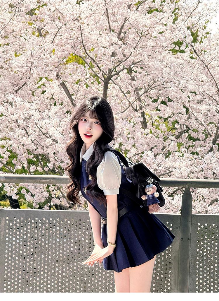 學院風背心小個子穿搭連衣裙