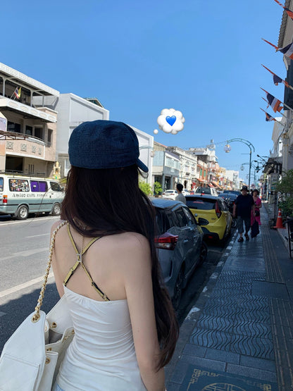 歐美風假兩件吊帶背心上衣