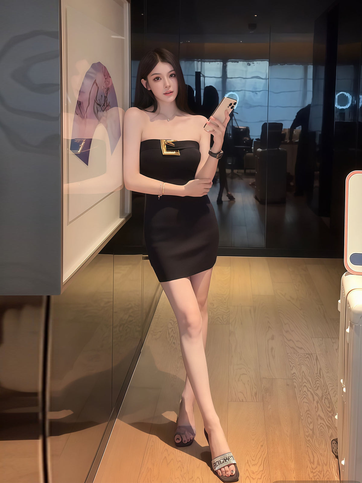 💕現貨秒出🍓氣質收腰宴會性感抹胸連身裙