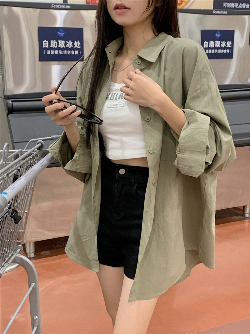 多色寬鬆休閒百搭襯衫外搭