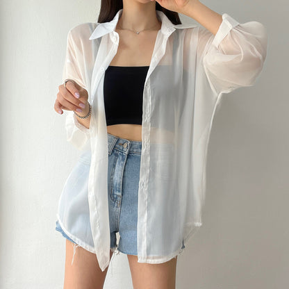 夏季百搭紡防曬外搭襯衫