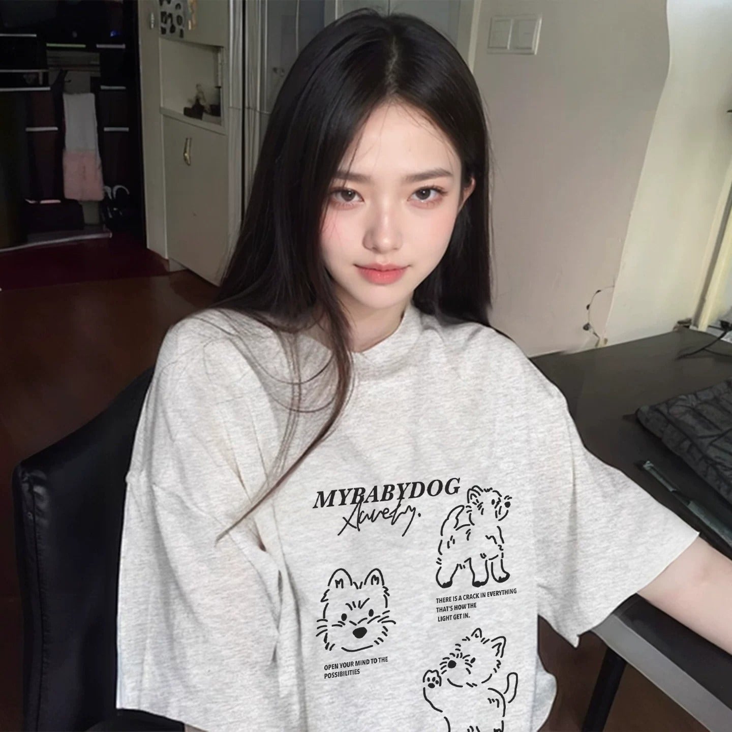 🐕可愛的狗勾~休閒居家印花短T(有大尺碼)🦴