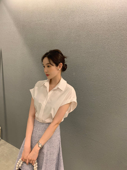 韓系chic夏季簡約寬鬆襯衫單品