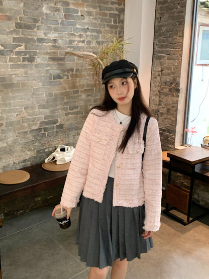 秋季法式名媛小香風短版外套
