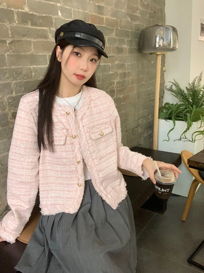 秋季法式名媛小香風短版外套