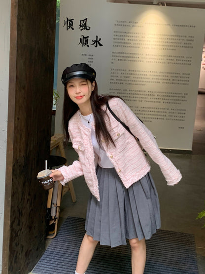秋季法式名媛小香風短版外套