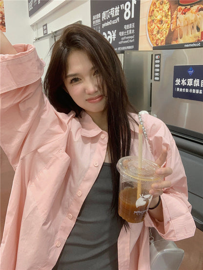 多色寬鬆休閒百搭襯衫外搭