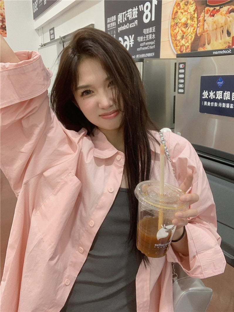 多色寬鬆休閒百搭襯衫外搭
