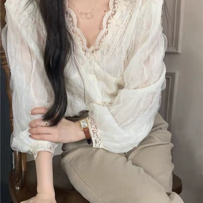 法式甜美溫柔襯衫上衣(有大尺碼)