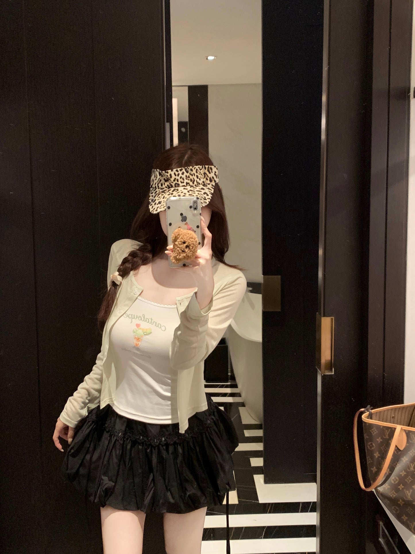 🧸花邊吊帶可愛熊背心&罩衫兩件套
