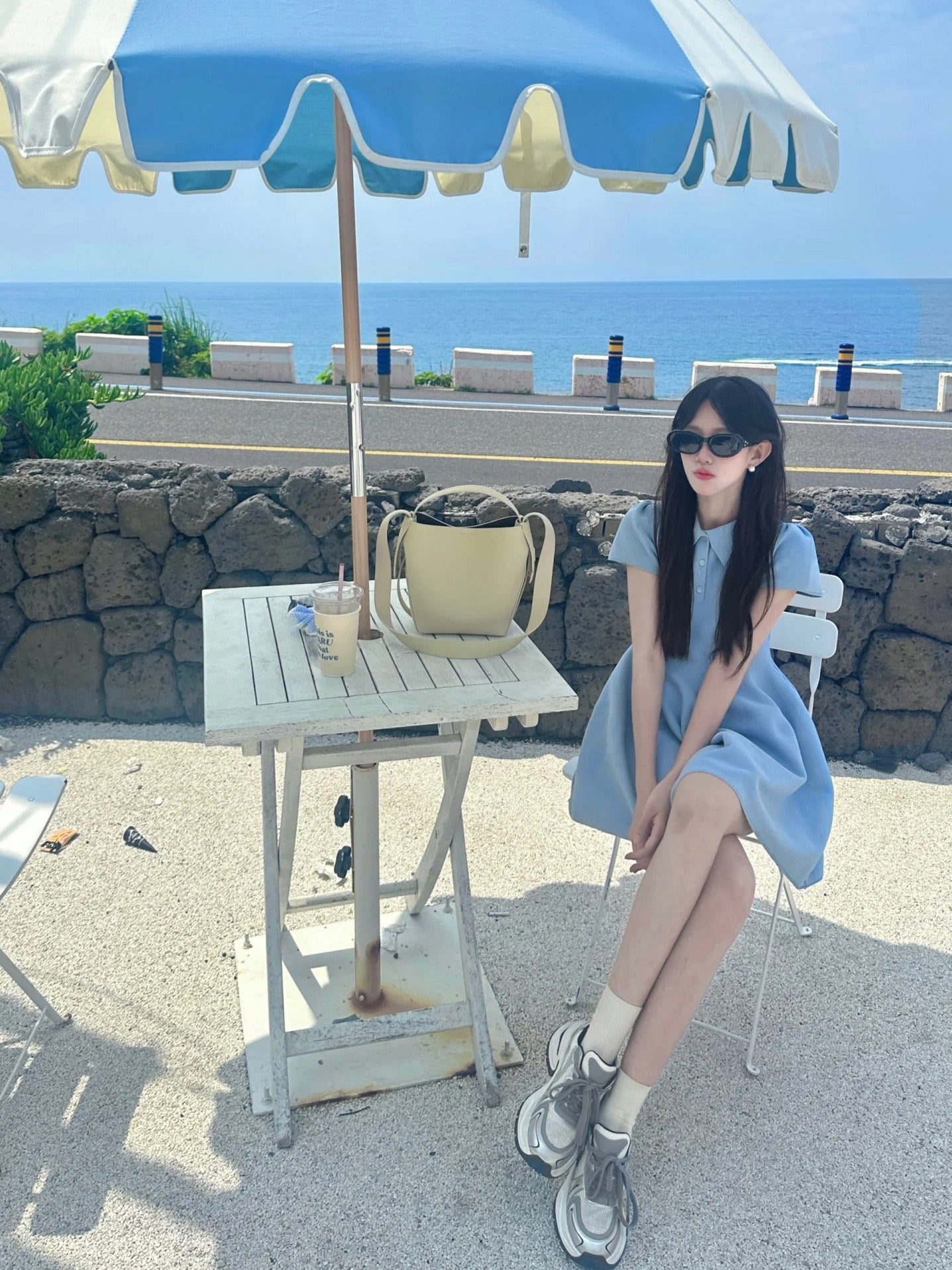海的顏色收腰顯瘦澎澎裙
