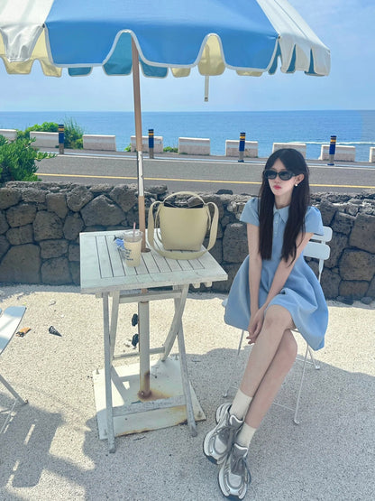 海的顏色收腰顯瘦澎澎裙