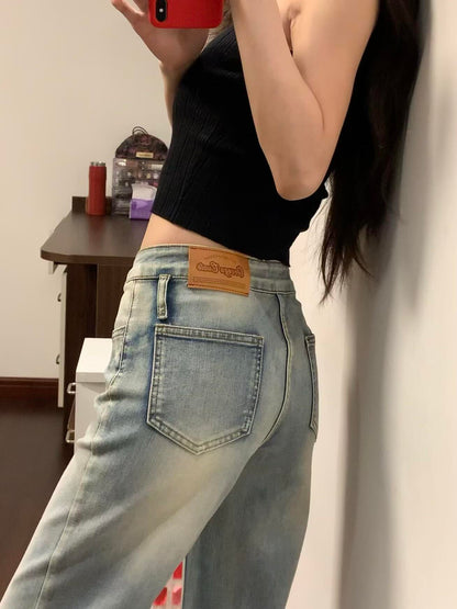 辣妹小個子水洗彈力微喇叭牛仔長褲