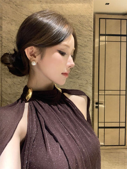 💕現貨秒出🍓法式精緻輕奢細閃披風背心上衣