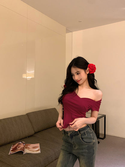 辣妹簡約收腰緊身短T