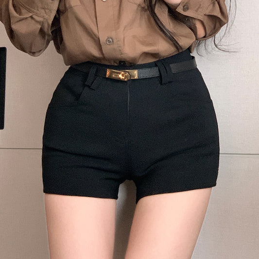 美式高腰短褲配精美腰帶