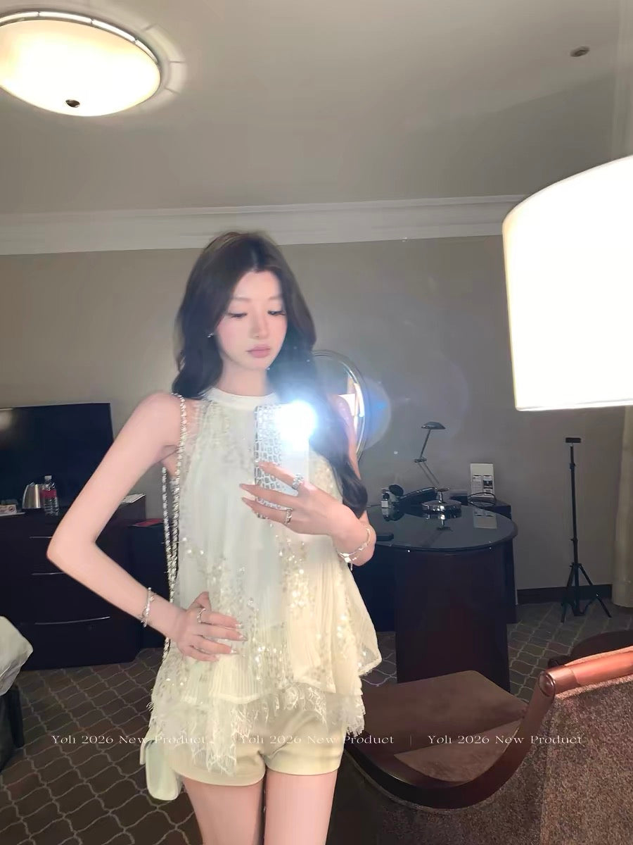 優雅杏色雪紡衫單品上衣