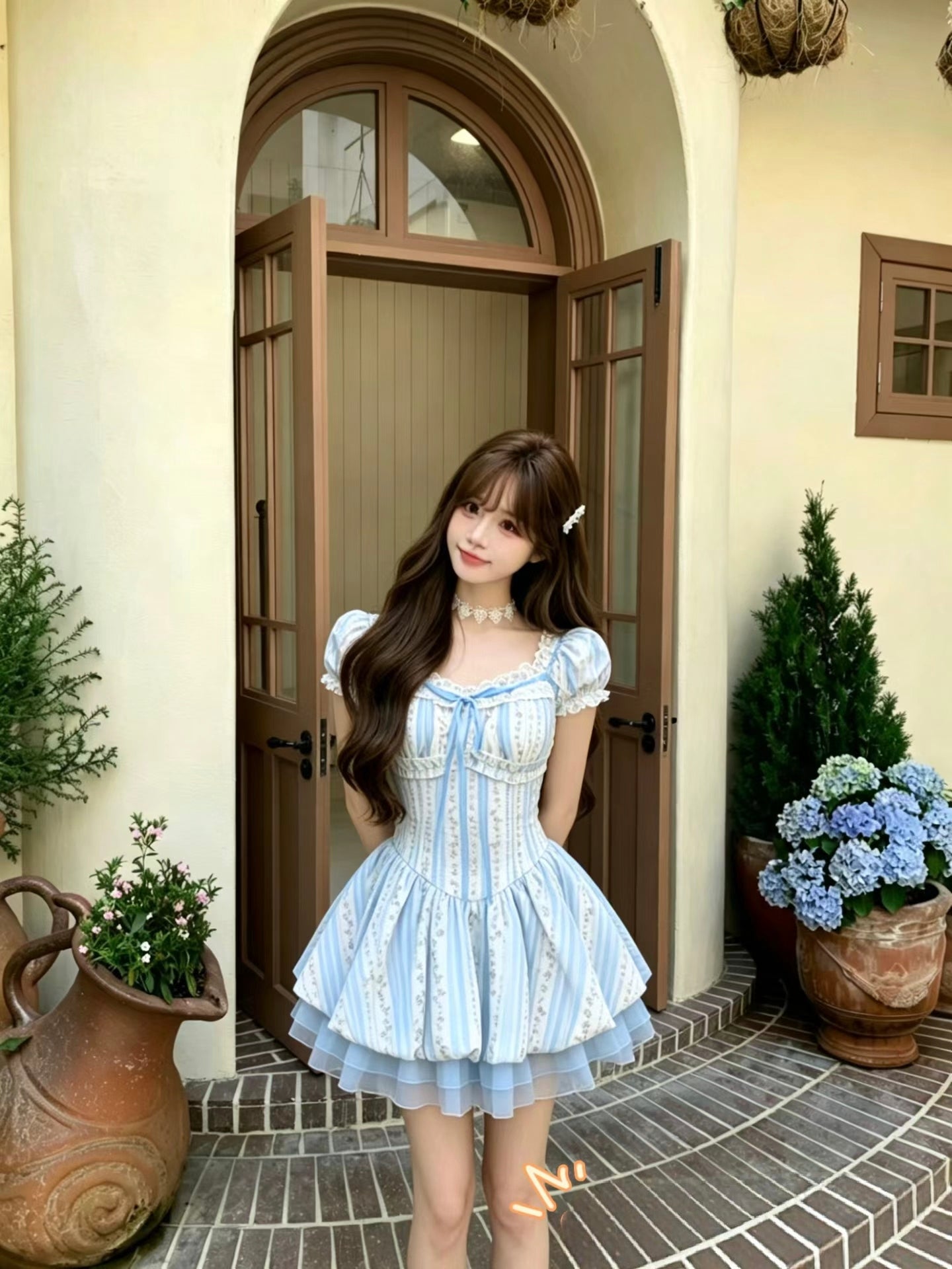 🪻法式紫藤碎花花苞連身短裙
