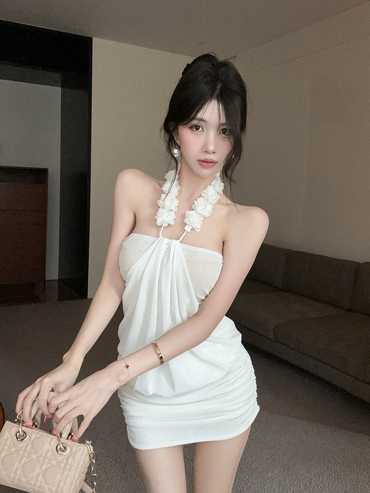 溫柔陷阱掛脖連身短裙