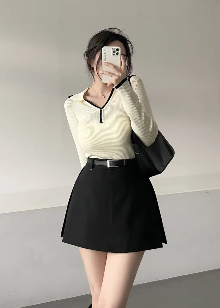 韓版chic西裝半身短裙單品