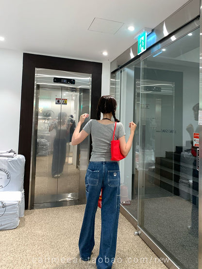 春夏心機假兩件側邊簍空短袖上衣