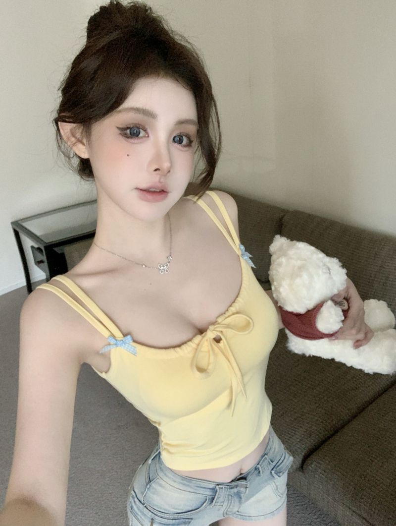 雙肩吊帶蝴蝶結抹胸帶胸上衣
