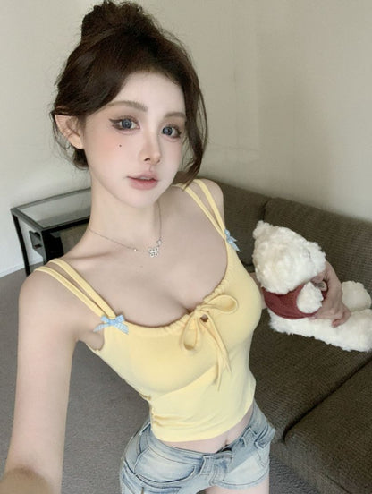 雙肩吊帶蝴蝶結抹胸帶胸上衣