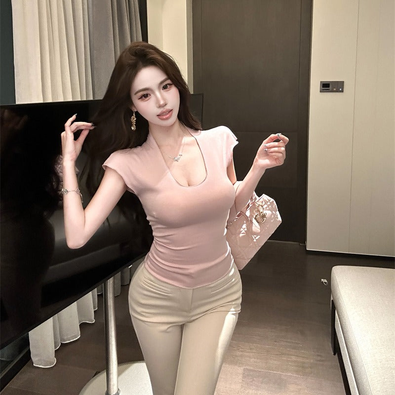 U領修身簡約上衣