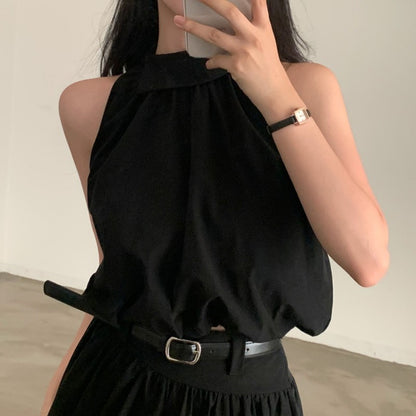 💕現貨秒出🍓韓系chic時尚背心高腰翻領兩件套