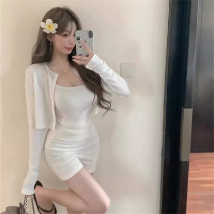 氣質蝴蝶結吊帶背心三件套