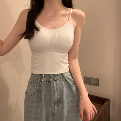 百搭夏季小吊帶帶胸墊背心