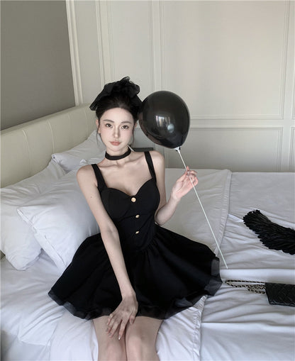 法式吊帶高腰芭蕾風澎澎公主裙